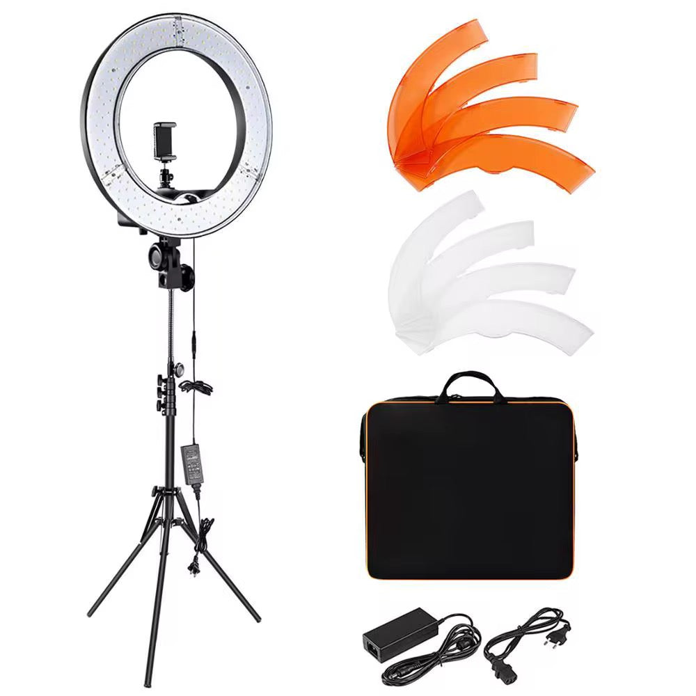 18” Standing Retractable Ring Light Stand – White Salon Edition